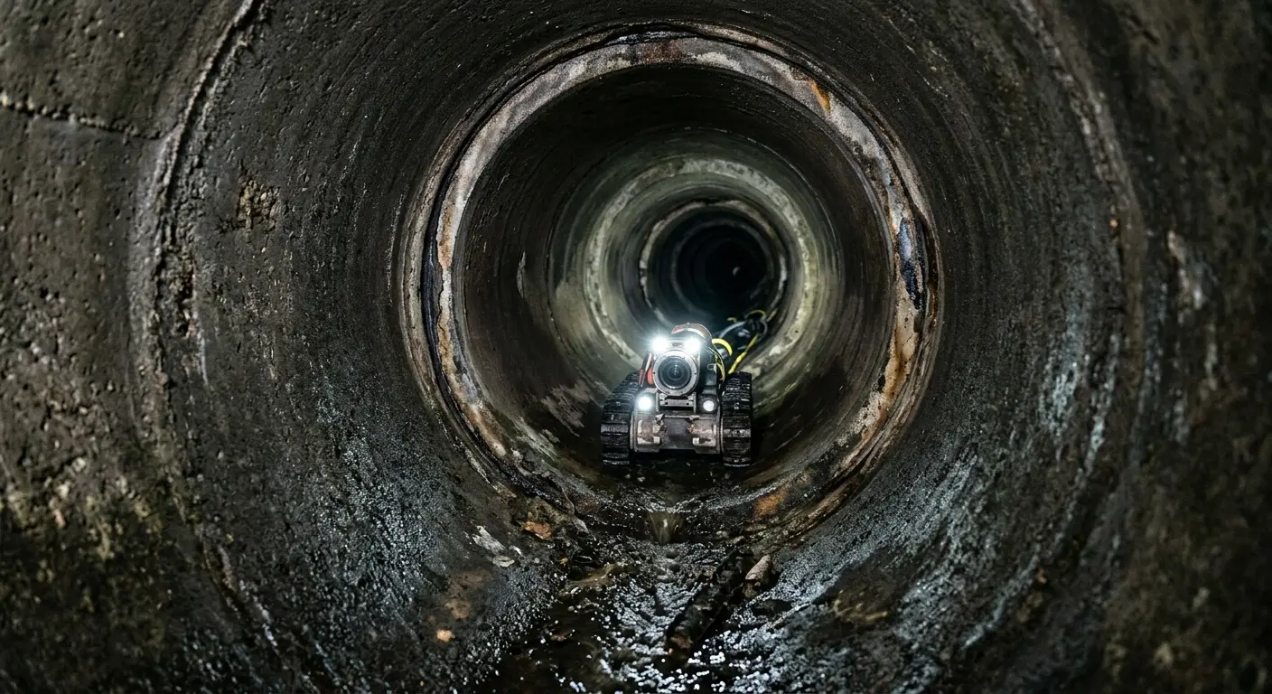 Robotic sewer camera inspecting pipe interior for Sewer Line Repair in Mays Chapel